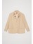 Rozet Aksesuarlı Çizgili Blazer Ceket Bej 7