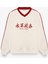 Şeritli Yazı Baskılı V Yaka Oversize Sweatshirt Ekru 5