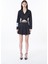 Cut Out Saten Pileli Mini Elbise Siyah 6