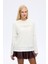 Tül Tişört Garnili Oversize Sweatshirt Ekru 2