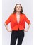 Kısa Kol Crop Blazer Ceket Turuncu 6