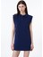 Polo Yaka Vatkalı Basic Mini Elbise Lacivert 9