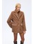 Tüylü Dokulu Oversize Blazer Ceket Kahverengi 2