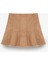 Zikzak Dikiş Detaylı Süet Görünümlü Mini Etek Bej 7
