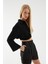 Beli Lastikli Crop Gömlek Siyah 6