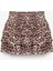 Fırfır Katlı Leopar Desenli Mini Etek Bej 7
