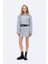 Çift Kemerli Metal Etiket Detaylı Mini Etek Gri 6
