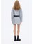 Çift Kemerli Metal Etiket Detaylı Mini Etek Gri 10