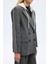 Kapüşonlu Şeritli Oversize Blazer Ceket Koyu Gri 4