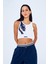 Halter Yaka Desenli Crop Atlet Lacivert 6