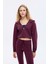 Kapüşonlu Fermuarlı Basic Sweatshirt Bordo 6