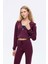 Kapüşonlu Fermuarlı Basic Sweatshirt Bordo 9