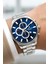 Erkek Kol Saati Takvimli Çelik Kordon Çelik Kasa 3 Atm Su Geçirmez Gümüş-Mavi zmdk1143 6