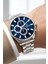 Erkek Kol Saati Takvimli Çelik Kordon Çelik Kasa 3 Atm Su Geçirmez Gümüş-Mavi zmdk1143 7