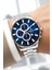 Erkek Kol Saati Takvimli Çelik Kordon Çelik Kasa 3 Atm Su Geçirmez Gümüş-Mavi zmdk1143 9