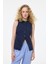 Düğmeli V Kesim Kolsuz Yelek Lacivert 6