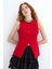 Düğmeli V Kesim Kolsuz Yelek Kırmızı 9
