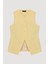 Düğmeli V Kesim Kolsuz Yelek Sarı 7