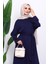 Lacivert Kuşaklı Üç İplik Elbise 3