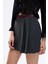 Şerit Bel Detaylı Pileli Mini Şort Etek Antrasit 9