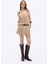 Kontrast Bel Pileli Mini Şort Etek Bej 8