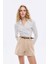Süet Görünümlü Kemer Aksesuarlı Mini Şort Bej 8