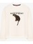 Leopar Baskılı Sloganlı Oversize Sweatshirt Ekru 2