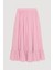 Pile Detaylı Yırtmaçlı Midi Boy Etek Pembe 7