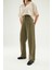 Yüksel Bel Bol Paça Pantolon Haki 7
