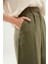 Yüksel Bel Bol Paça Pantolon Haki 9