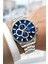 Erkek Kol Saati Takvimli Çelik Kordon Çelik Kasa 3 Atm Su Geçirmez Gümüş-Mavi zmdk1143 10