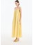 Bağlama Ip Askılı Gofre Uzun Elbise Sarı 9