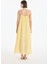 Bağlama Ip Askılı Gofre Uzun Elbise Sarı 10