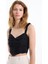 Dantel Detaylı Drapeli Crop Bluz Siyah 9