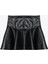 Volanlı Deri Mini Etek Siyah 3