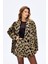 Leopar Desenli Oversize Kruvaze Kaban Bej 4