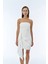 Drape Detaylı Straplez Mini Elbise Ekru 6
