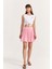 Pile Detaylı Beli Lastikli Basic Mini Etek Pembe 9