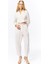 Pile Detaylı Jogger Pantolon Ekru 6