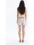 Beli Yazı Detaylı Pileli Mini Şort Naturel 10
