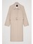 Beli Kemerli Uzun Trençkot Bej 7
