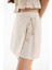 Dokulu Bağcık Detaylı Şort Etek Bej 9