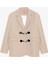 Toka Aksesuarlı Oversize Blazer Ceket Bej 3