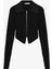Gofre Dokulu Fermuarlı Crop Bluz Siyah 2