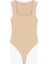 Kare Yaka Basic Bodysuit Bej 2