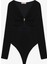 Halka Aksesuarlı Uzun Kollu Bodysuit Siyah 3