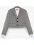 Kumaş Garnili Cep Detaylı Crop Blazer Ceket Gri 7