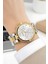Kadın Kol Saati Çelik Kordon Çelik Kasa Taşlı Bileklik Hediyesi ile Gold-Gümüş ZMFER045 10