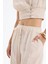 Kırışık Görünümlü Beli Lastikli Pantolon Bej 9