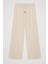 Bağcık Detaylı Beli Lastikli Bol Pantolon Ekru 7
